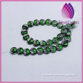 Hot sale Bead silver-plated glass,green 10mm flat round
